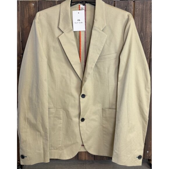 PS Paul Smith Men's Tan Cotton Linen Blazer Jacket Size 42 US / 52 EU